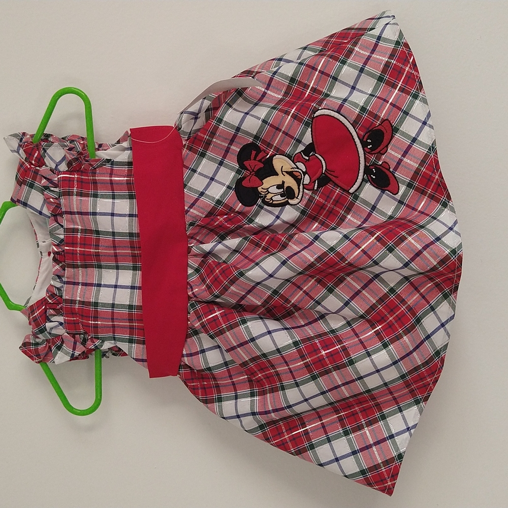 Plaid Disney Minnie mouse holiday dress size 0- 3 months